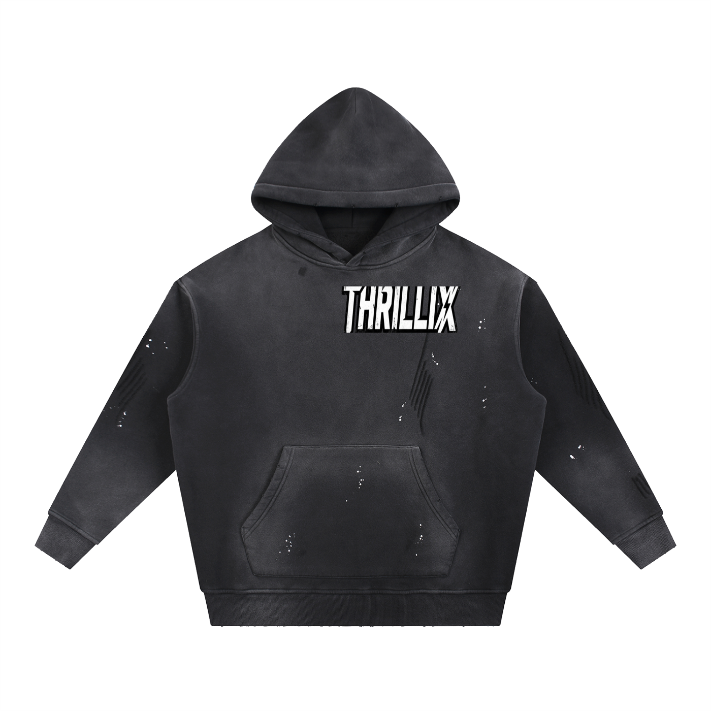 Vintage Washed Frayed Fleece Hoodie